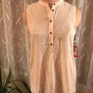 Vince Camuto Pink Blush Sheer Sleeveless Top Sz S “Modern Rouge”